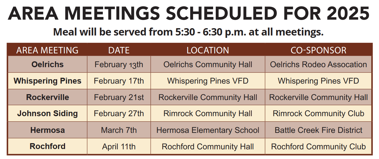 2025 Area Meeting List